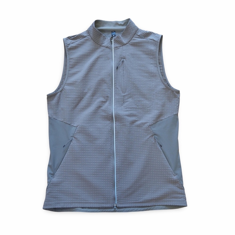Lululemon Mens Large Running Vest Gray Full Zip Mesh Back Lightweight LM4AEAS